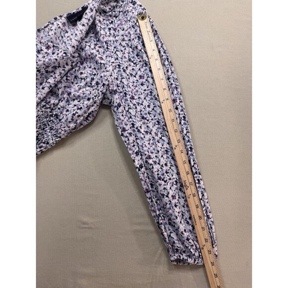 Lane Bryant Crop Top Women's 20 Boho Floral Smocked V-Neck Long Sleeve Blouse - Picture 16 of 16